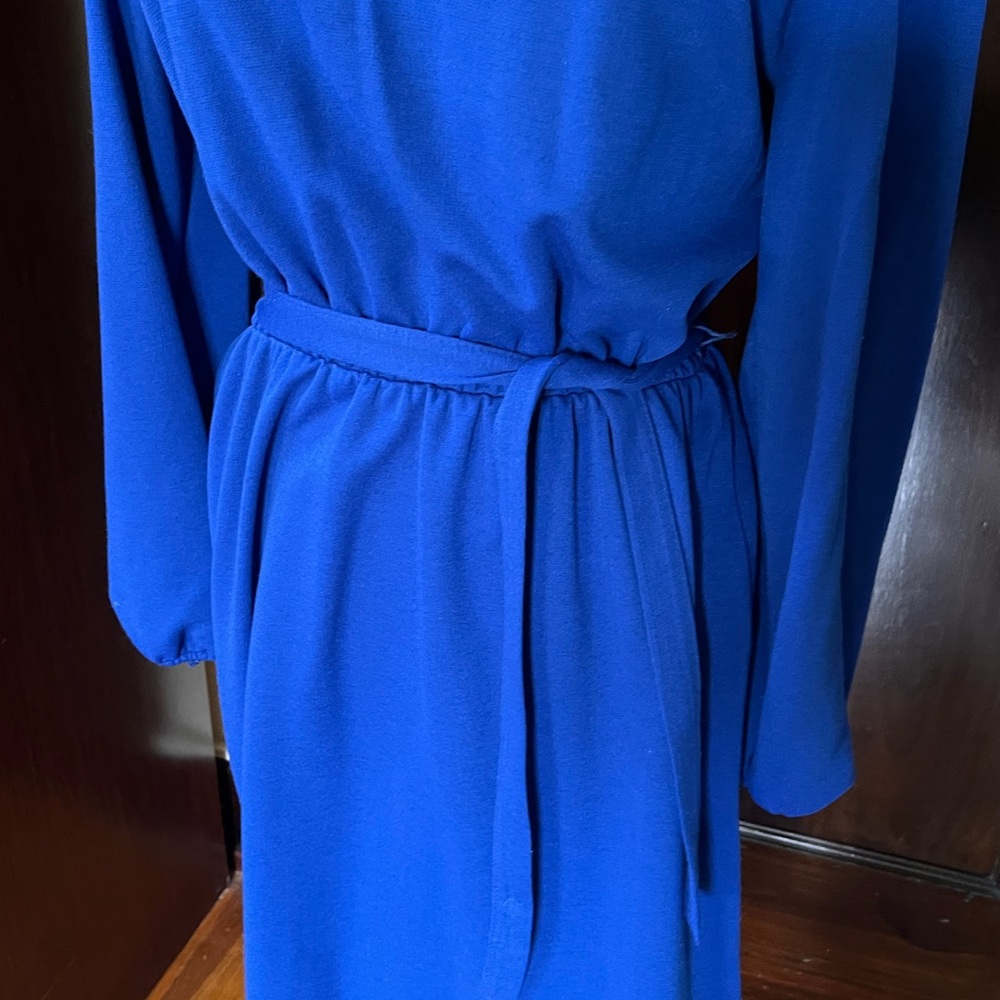 Vintage IFI Ruffle Collar Bow Belted Secretary Dress - Picture 8 of 13
